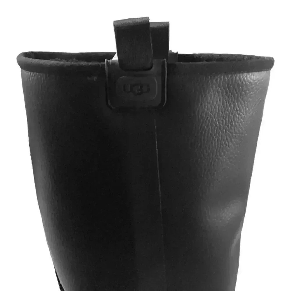 UGG Raincloud Tall Womens 8 39 Waterproof Rubber Boots Shoes Black Pull On NEW - Picture 6 of 10